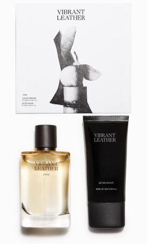 ZARA SET VIBRANT LEATHER + AFTER 100ML PERFUME CABALLERO